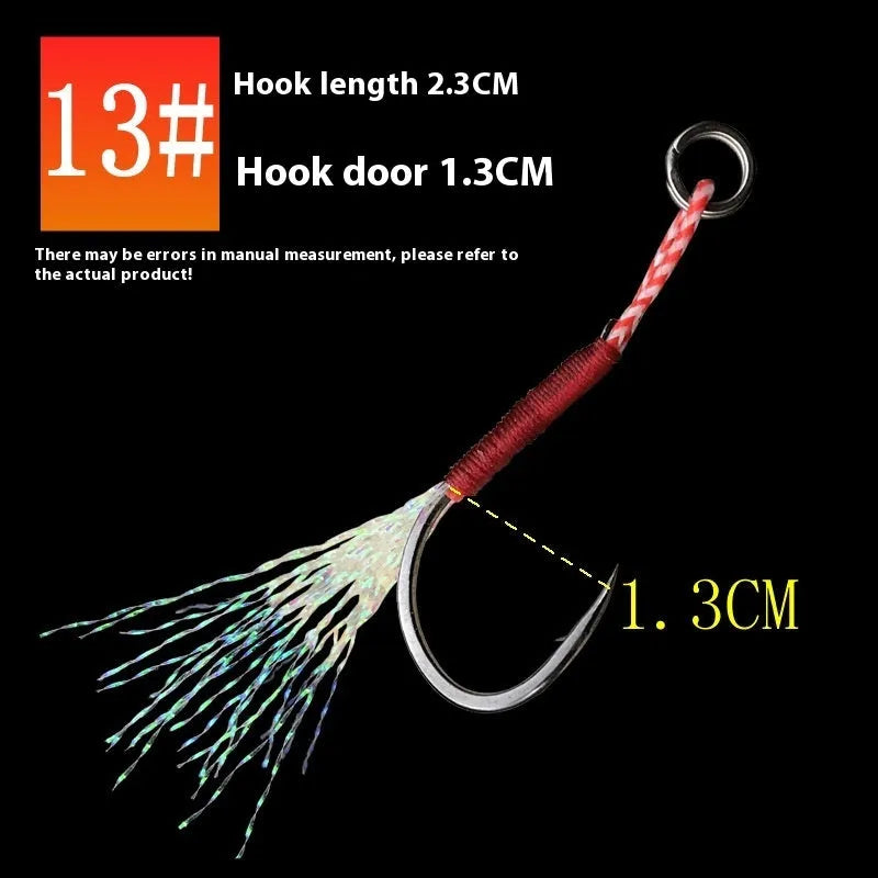Bright wire iron plate single fishing hook in sizes 9 through 14 for boat and sea fishing.