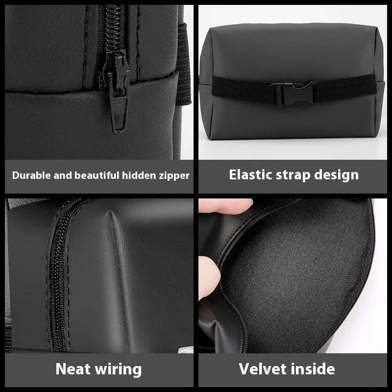 Leather car tissue paper extraction box 18cm x 12.5cm x 9cm in Black, Dark Green, Gray, Mocha brown, or Red with optional car logo.