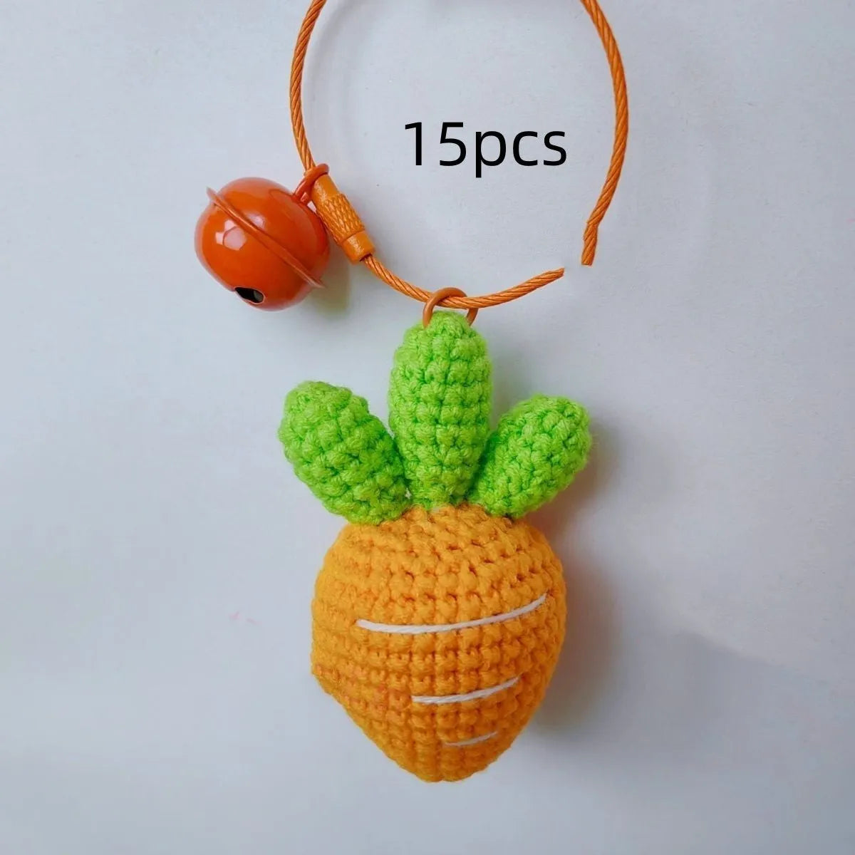 Colourful wool felt cartoon carrot keychain pendant with attachment loop