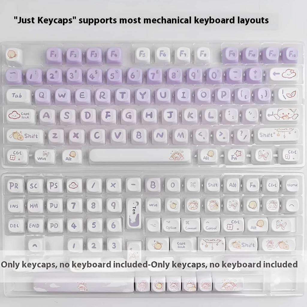 PBT gradient purple rabbit keycap set for mechanical keyboards with sublimation printing