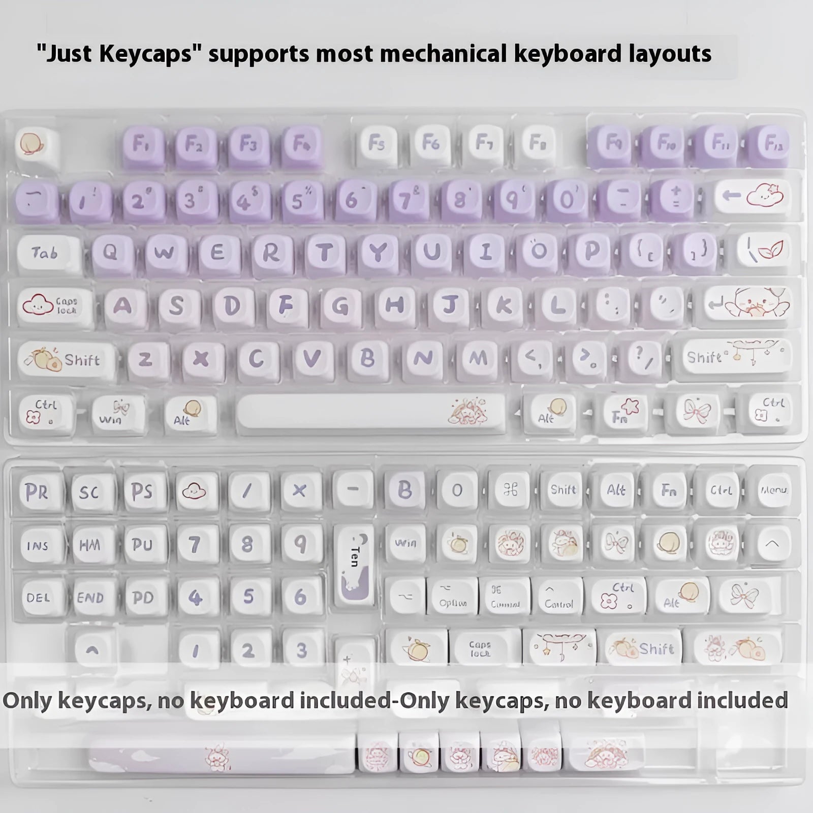PBT gradient purple rabbit keycap set for mechanical keyboards with sublimation printing