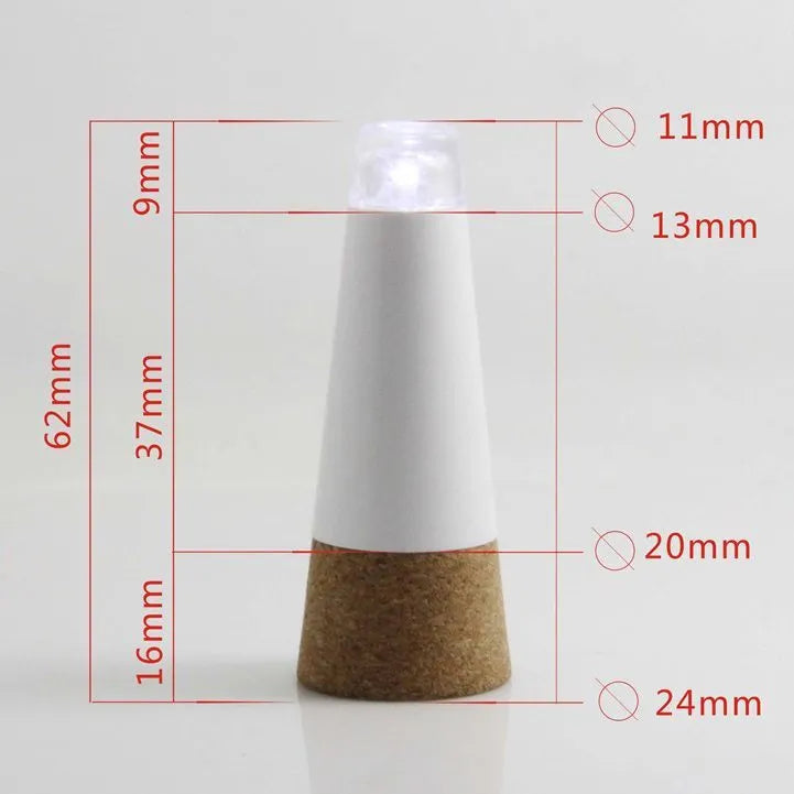 White rechargeable LED luminous bottle cap cork light for holiday decoration.