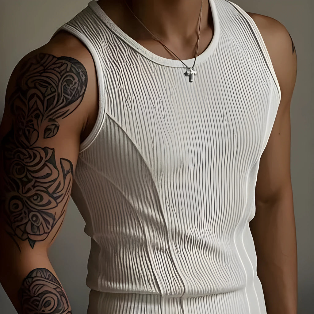 Men's black slim fit vest with I-shaped design and American stitching for summer sports