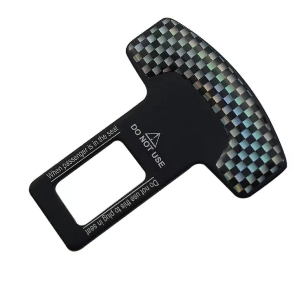 Aluminium alloy lock tongue buckle keychain bottle opener with frosted carbon fibre finish.