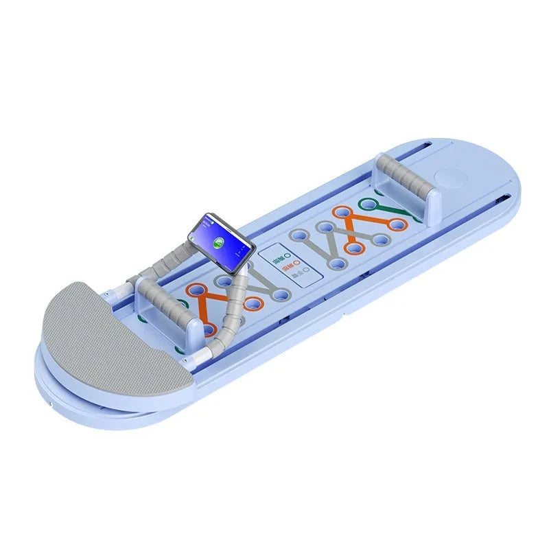 Multifunctional foldable supine board in glacier gray with smart APP for home ab and shoulder workouts