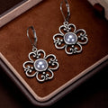Women's gold-plated retro earrings with inlaid pearl in burnt silver colour