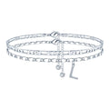 Copper letter anklet jewellery with double circle pendant showing engraved character, bead accents, and chain link design