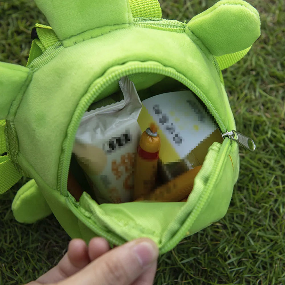 Cartoon turtle shape velvet dog backpack harness vest with metal zipper in brown colour