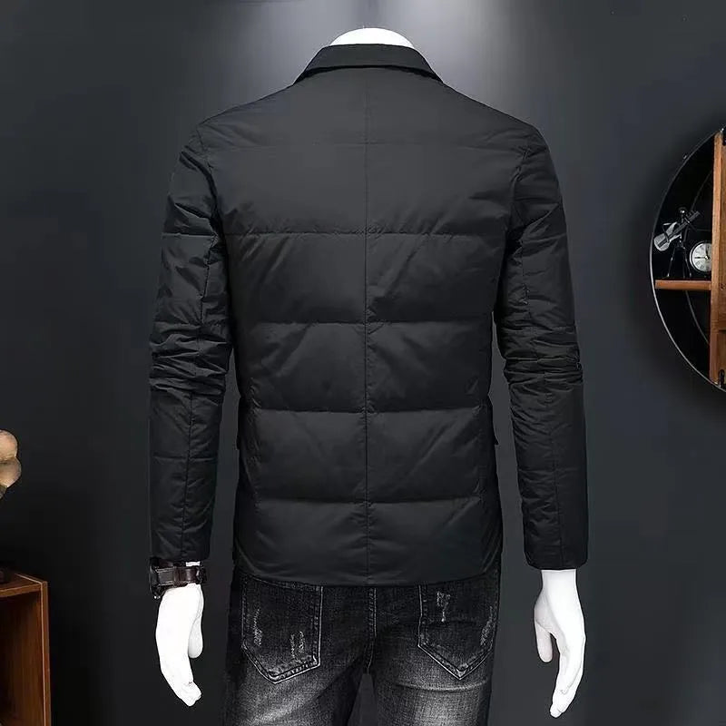 Men's fleece-lined casual vinylin jacket in black with dimensional patch pockets, regular fit, plus size