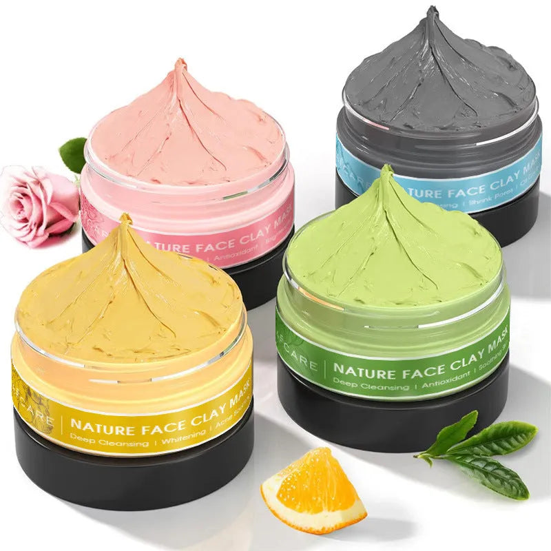 Set of four tubs of Dead Sea Mud Green Tea Turmeric Rose Clay Mask