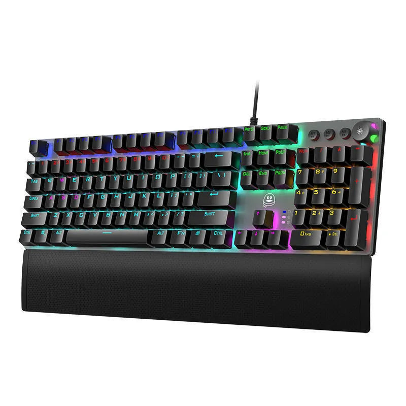 Rainforest Tarantula wired USB mechanical film gaming keyboard in magic colour with 95 keys and optional hand rest