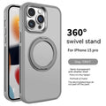Magnetic rotating bracket silicone phone case for iPhone with frosted blue surface