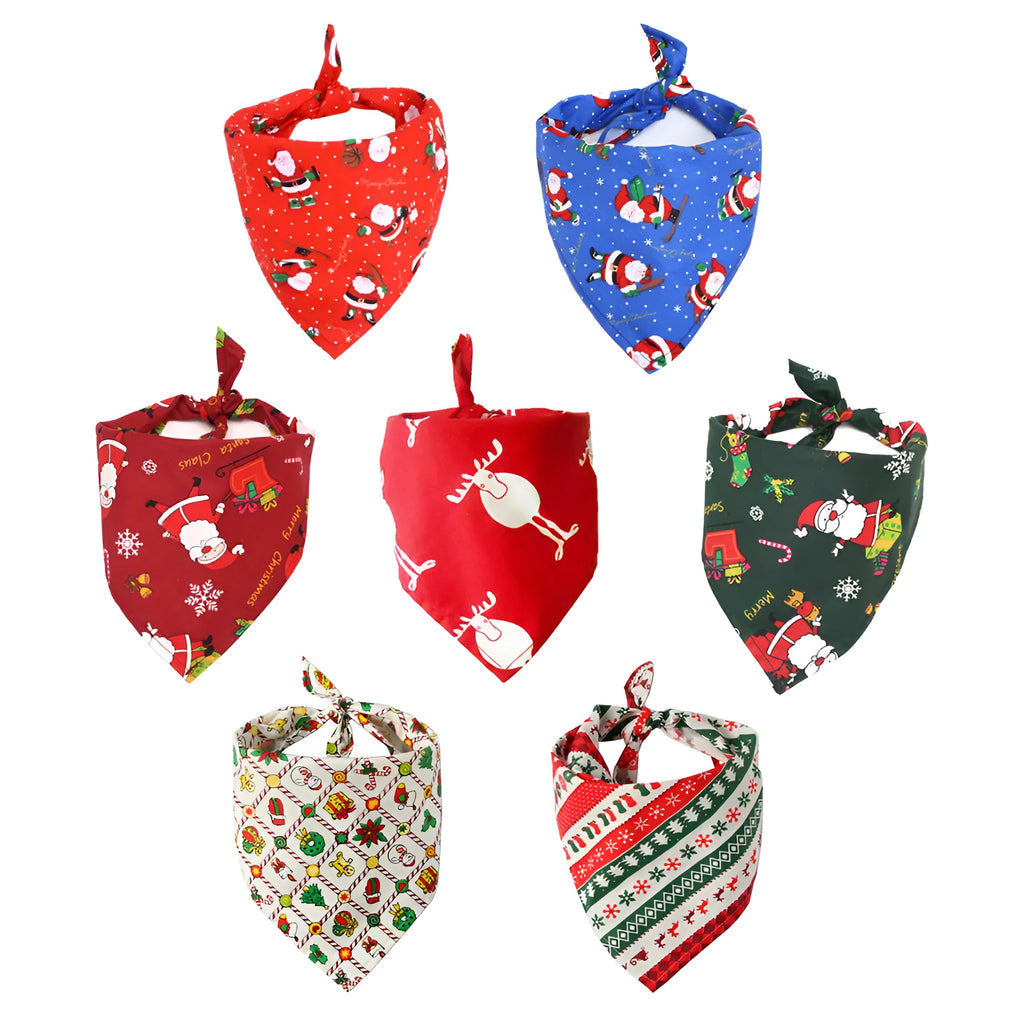 Cotton pet saliva towel triangle scarf dog bib cat bandana, 45x45x65cm, Christmas colours