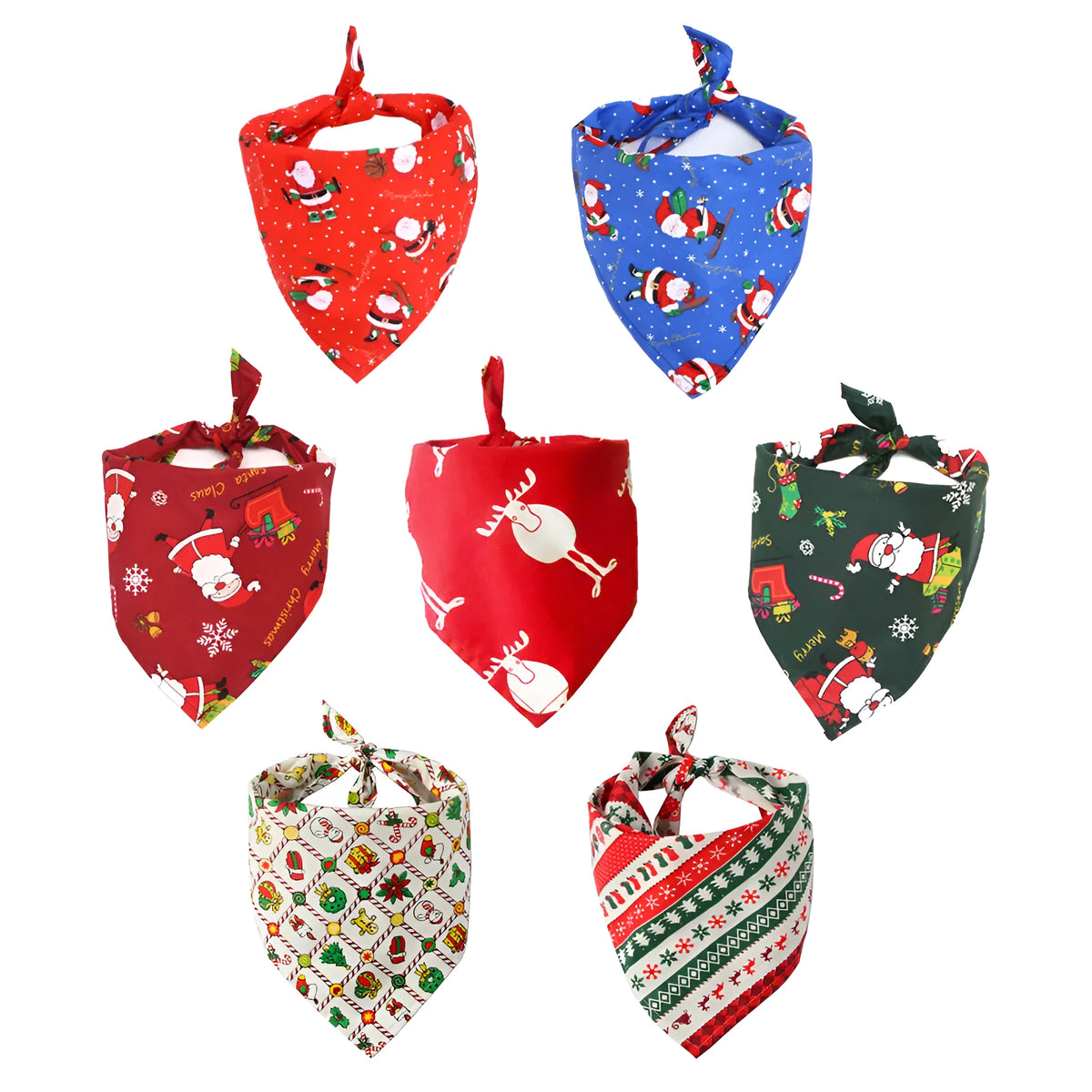 Cotton pet saliva towel triangle scarf dog bib cat bandana, 45x45x65cm, Christmas colours