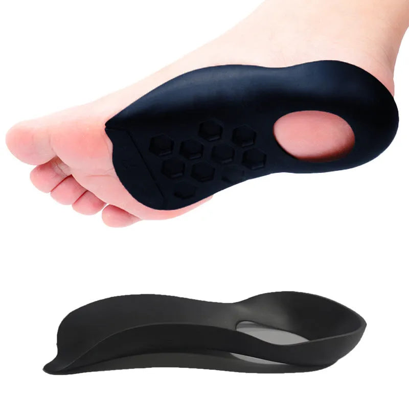 Varus correction arch support insoles in black, white and skin colour options