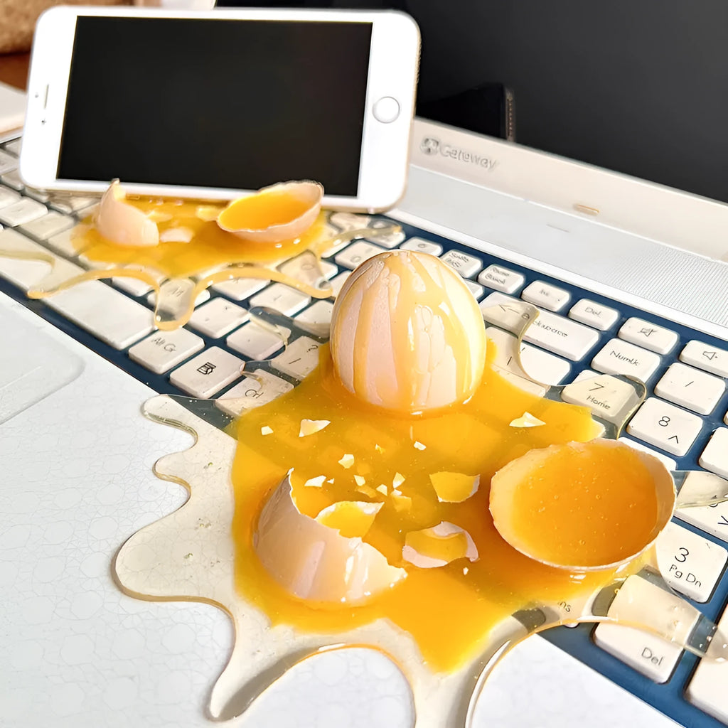 Decompression toy mobile phone holder in broken egg design, 15 x 17cm, with gift box option