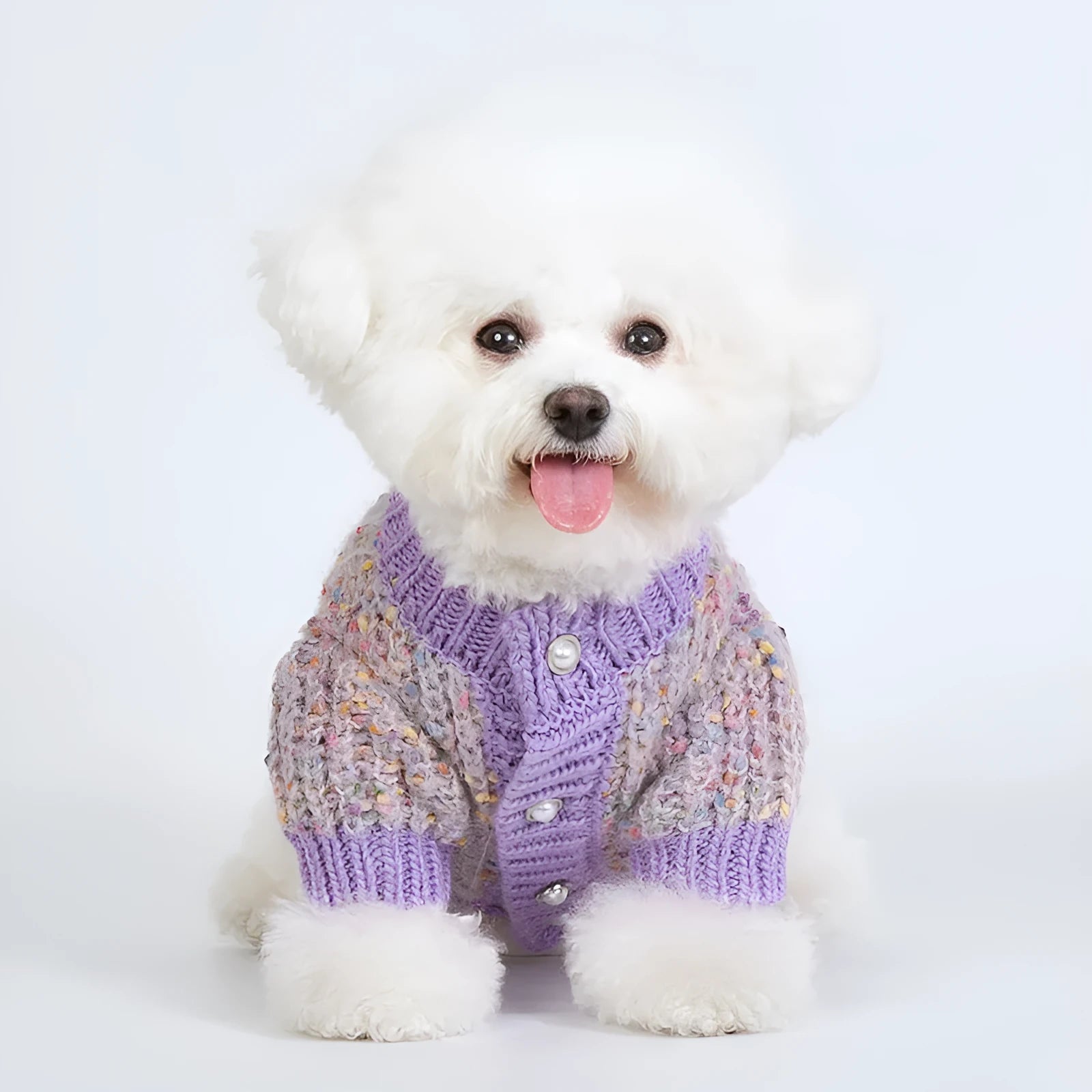 Purple dog cardigan sweater for larger breeds in XL and XXL sizes, casual polyester pet clothing