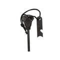 Black outdoor multifunctional flint with magnesium rod, stainless steel scraper, and survival whistle.