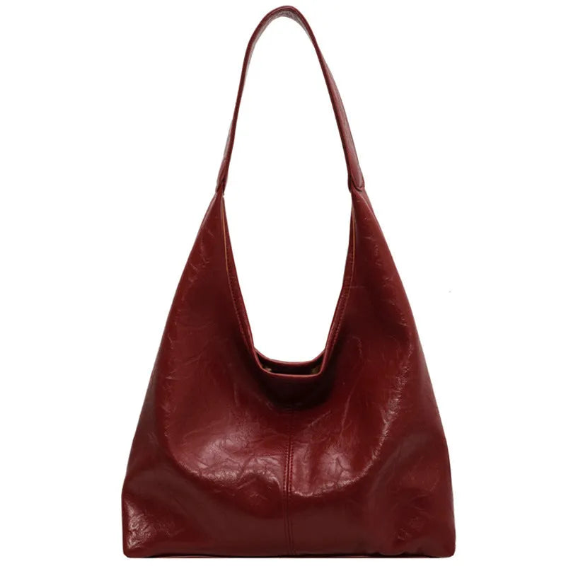 Women's casual shoulder bag in soft PU leather with large capacity and street trend style