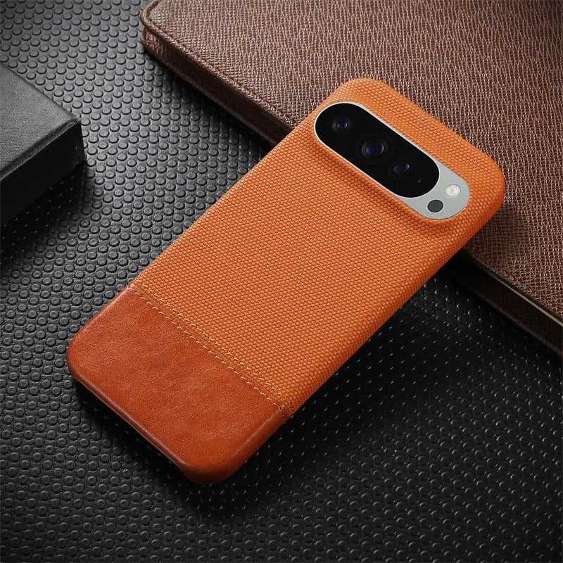 Anti-fall stitching lambskin leather phone case for Google Pixel in plaid pattern