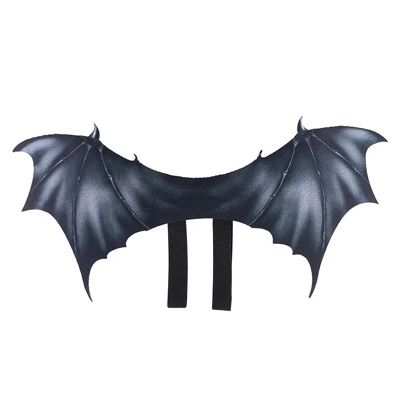 Black cloth bat wings costume for pets available in three wing span sizes