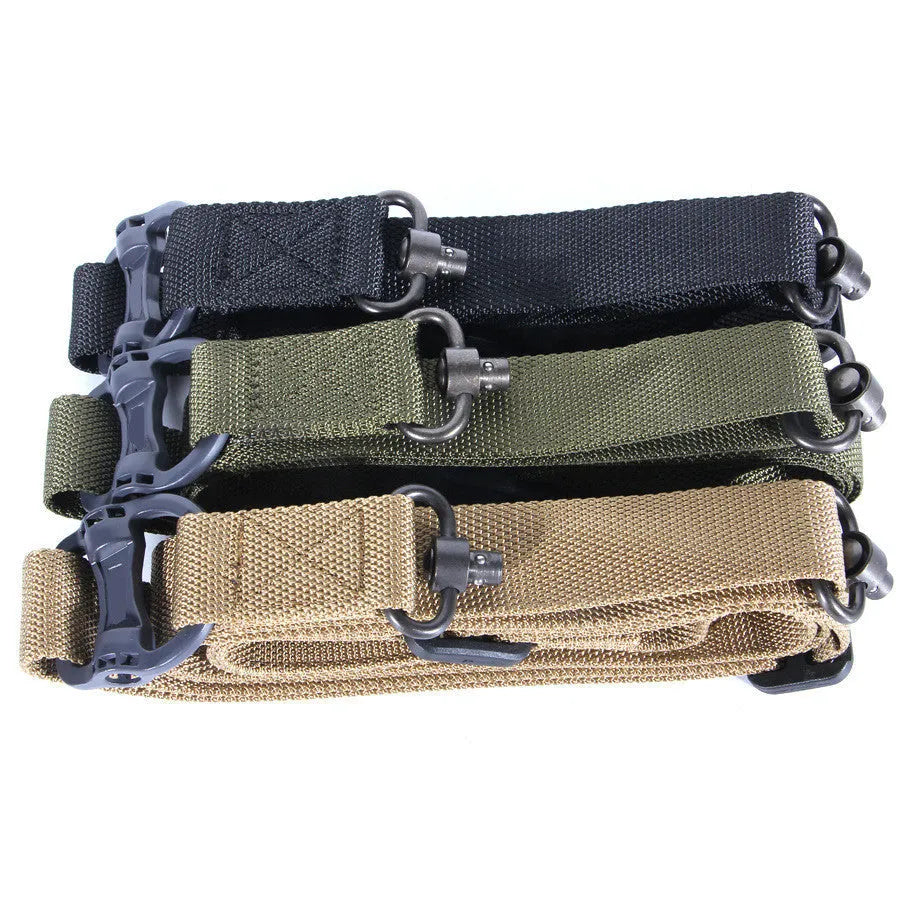 MS4 black tactical nylon multifunctional strap rope shown at full 150 cm length.