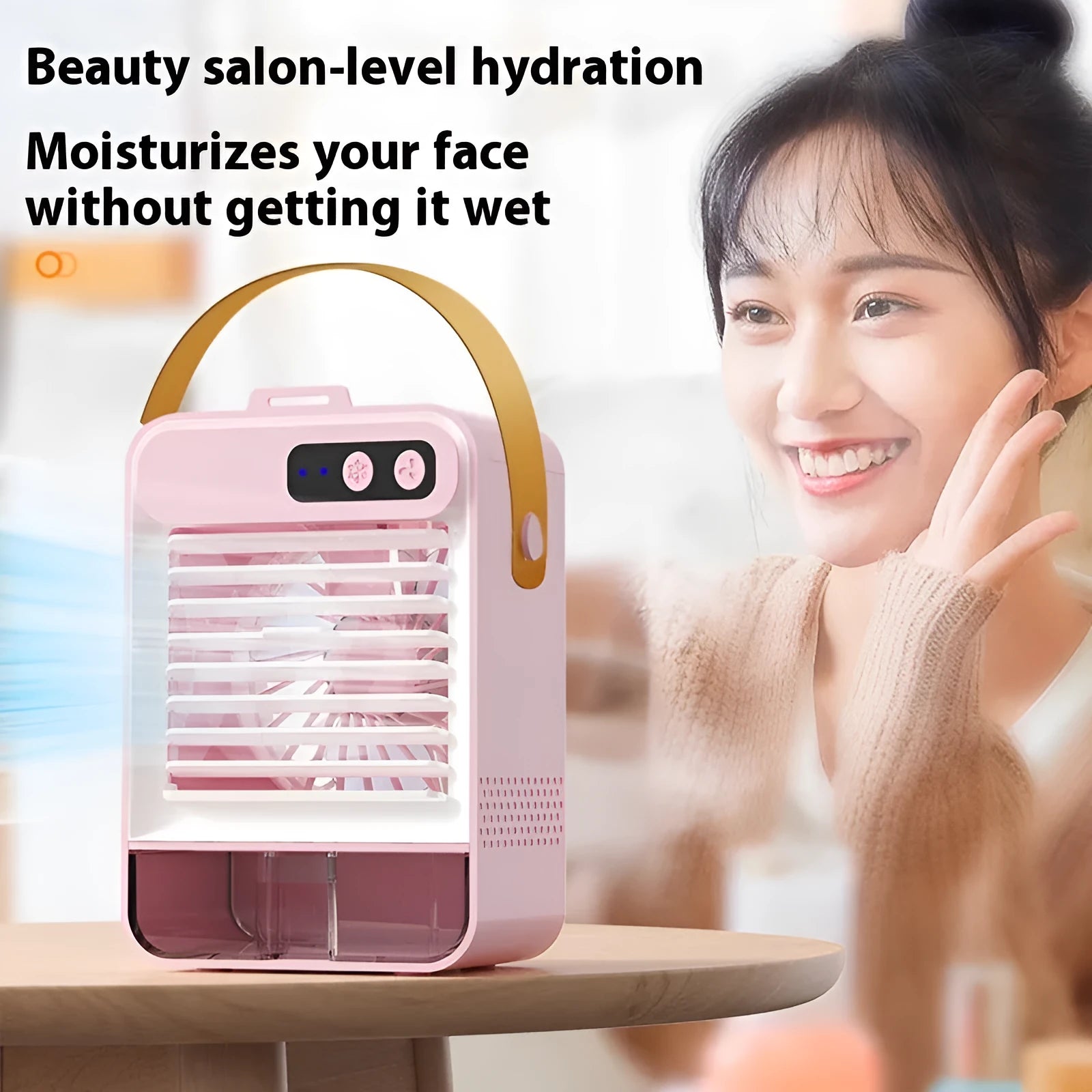 Dark green USB desktop air humidifier with compact design for dormitory or office use.