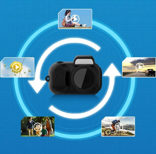 Black Y3000 HD outdoor sports camera with 0.96-inch display screen, shown next to a high-speed TF memory card.