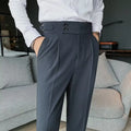 Autumn retro high waist straight leg trousers in black, shown on a model.