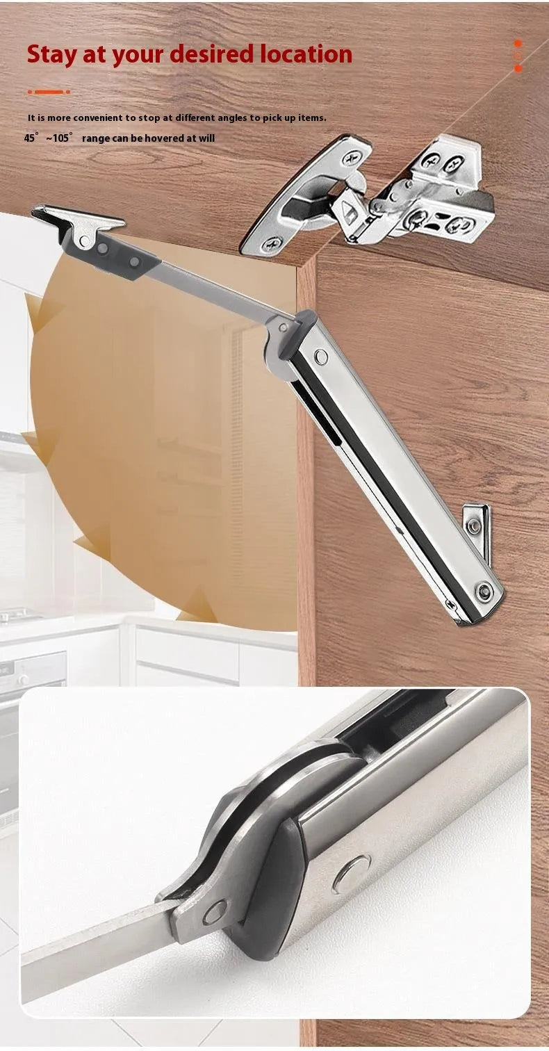 Cold rolled steel tatami cabinet support rod with spring mechanism for flap-up doors.