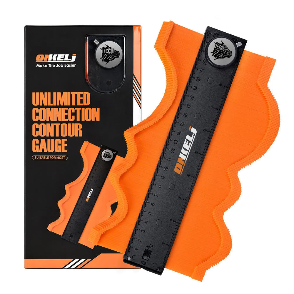 10-inch contour gauge profiling tool with lock belt positioning system for radius measurement