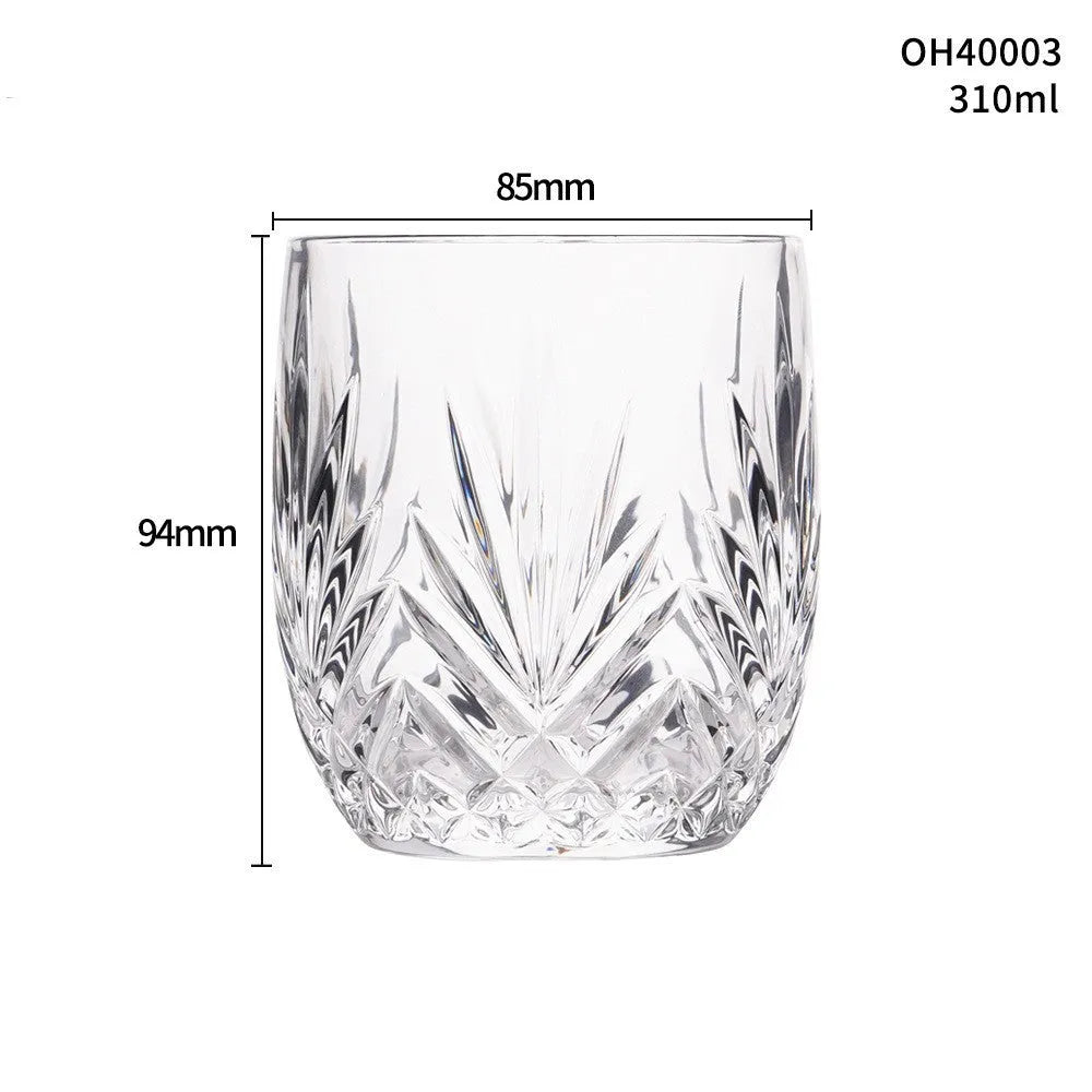 Clear thick bottom crystal whiskey shot glass with heavy base and 400ml capacity.