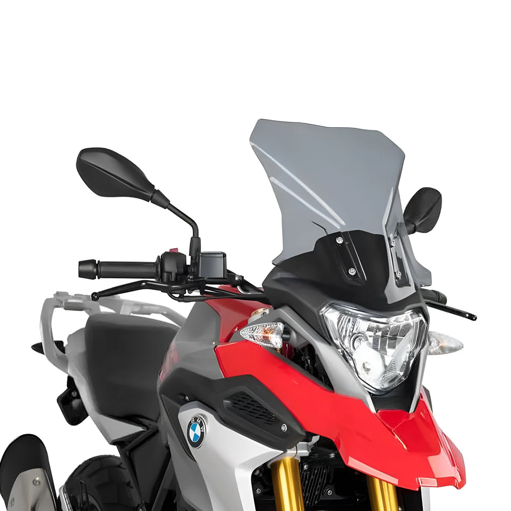 BMW G310GS motorcycle heightened windshield shroud in transparent grey