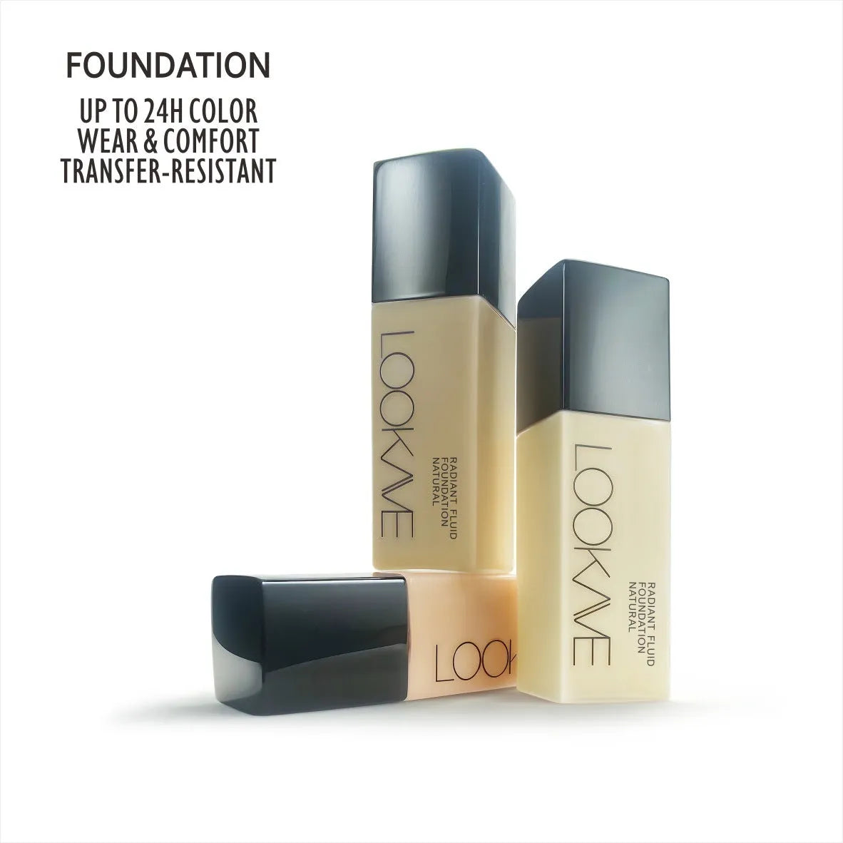 LOOKAVE Matte Liquid Foundation bottle in one of six shades, 21g net content.