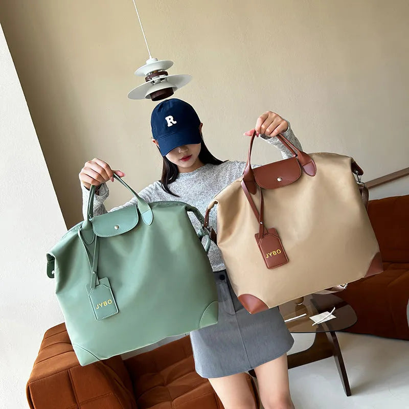 Large capacity portable shoulder lightweight nylon yoga bag 36-55L dry wet separation solid colour urban simple design