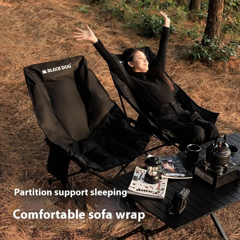 Night black Oxford cloth folding camping chair in moon chair design