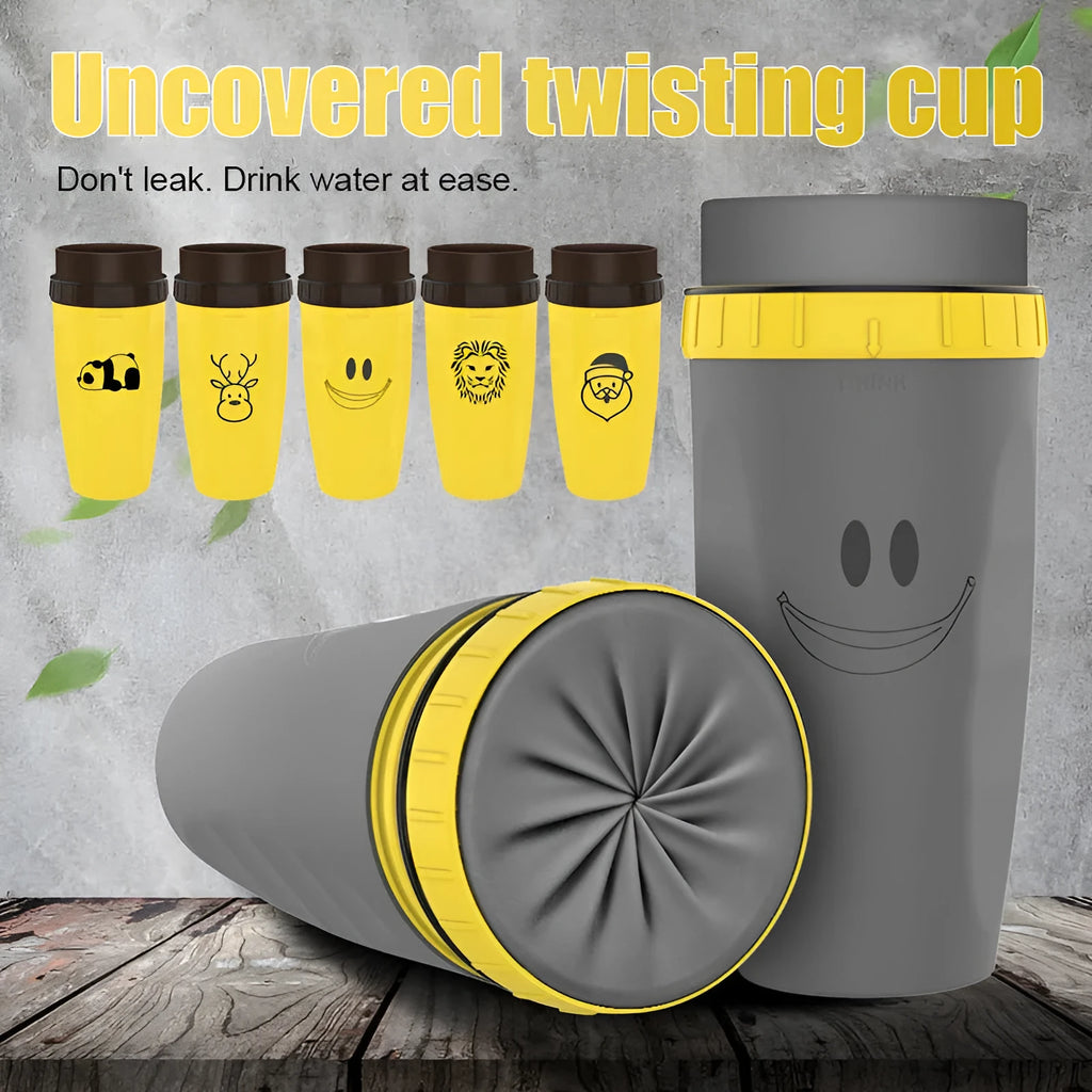 Twist Cup double-walled insulated travel tumbler with cartoon pattern and silicone seal