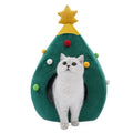 Christmas tree-shaped plush pet cave bed for cats and dogs with detachable cover