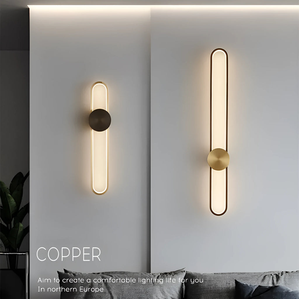 Modern round iron wall lamp with black or gold frame, 60cm diameter, emitting warm LED light