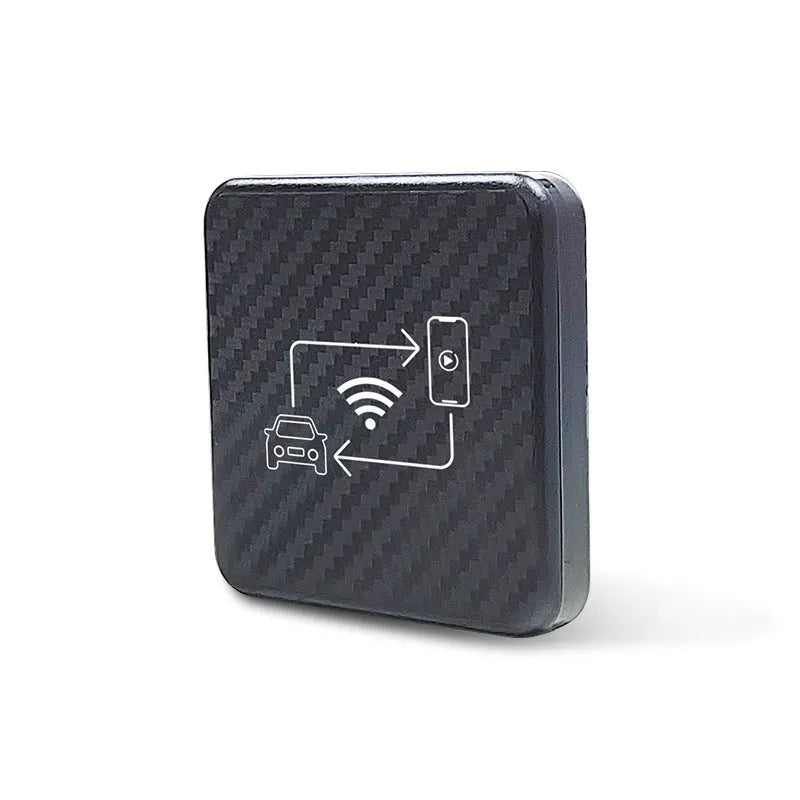 Wireless CarPlay and Android Auto smart box adapter in ABS plastic with USB connection