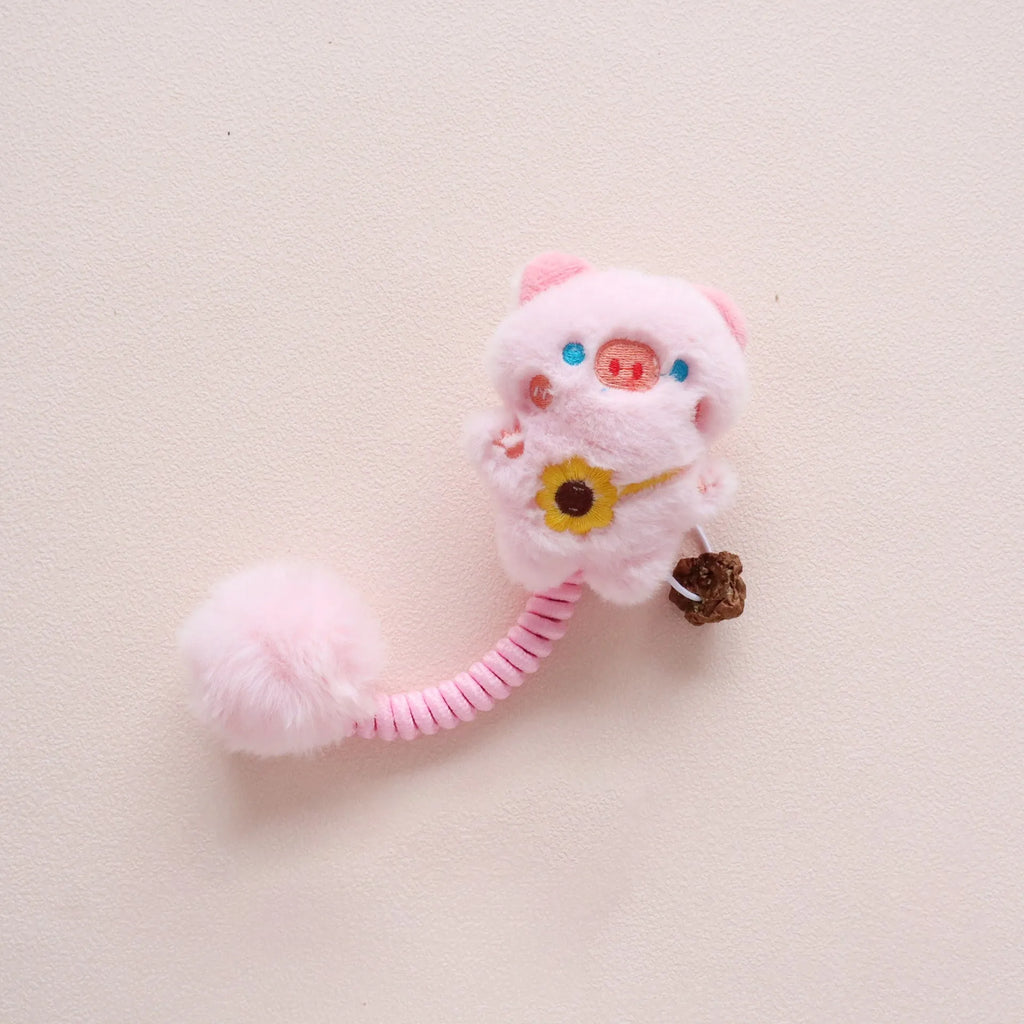 Plush cat toys with silvervine fruit and stretch springs in animal designs including frog, pig, star, rabbit, chicken, and panda