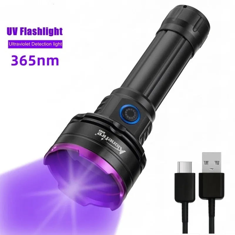 SV83 30W black light flashlight with aluminium alloy body and 365nm UV output