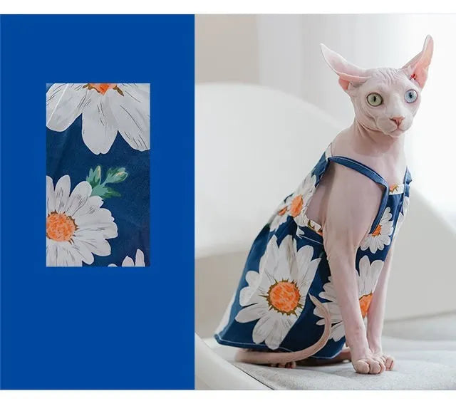 Pure cotton pet dress in dress style available in XS, S, and M sizes for small dogs