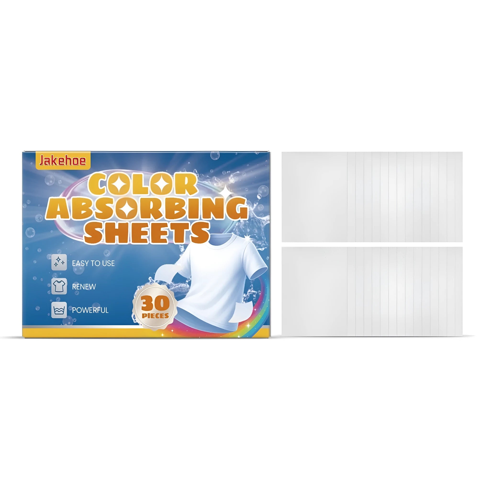 Pack of 30 colour absorbing laundry sheets to stop dye transfer in the washing machine.