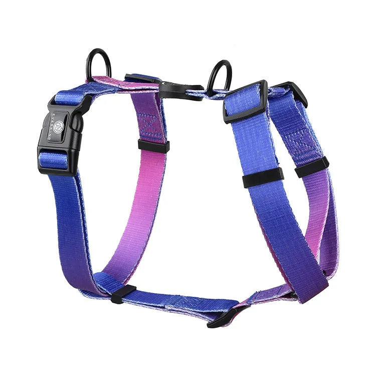 Gradient colour polyester dog harness chest strap in small, medium, large sizes