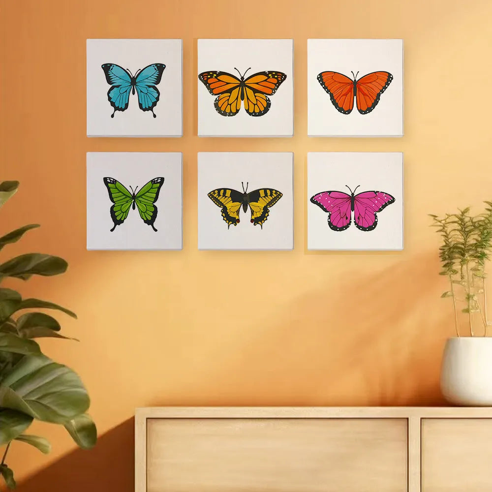 Small digital oil painting DIY mini kit with 15x15CM 6-piece and 9-piece sets and solid wood frame option