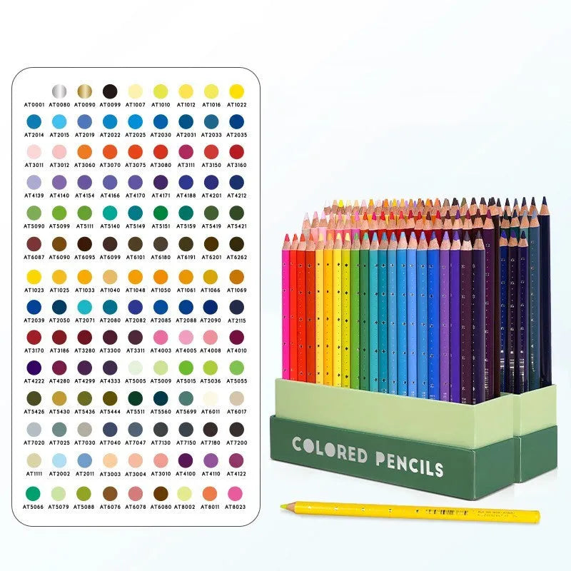 Boxed set of 72 coloured drawing pencils with basswood barrels for artists and students.