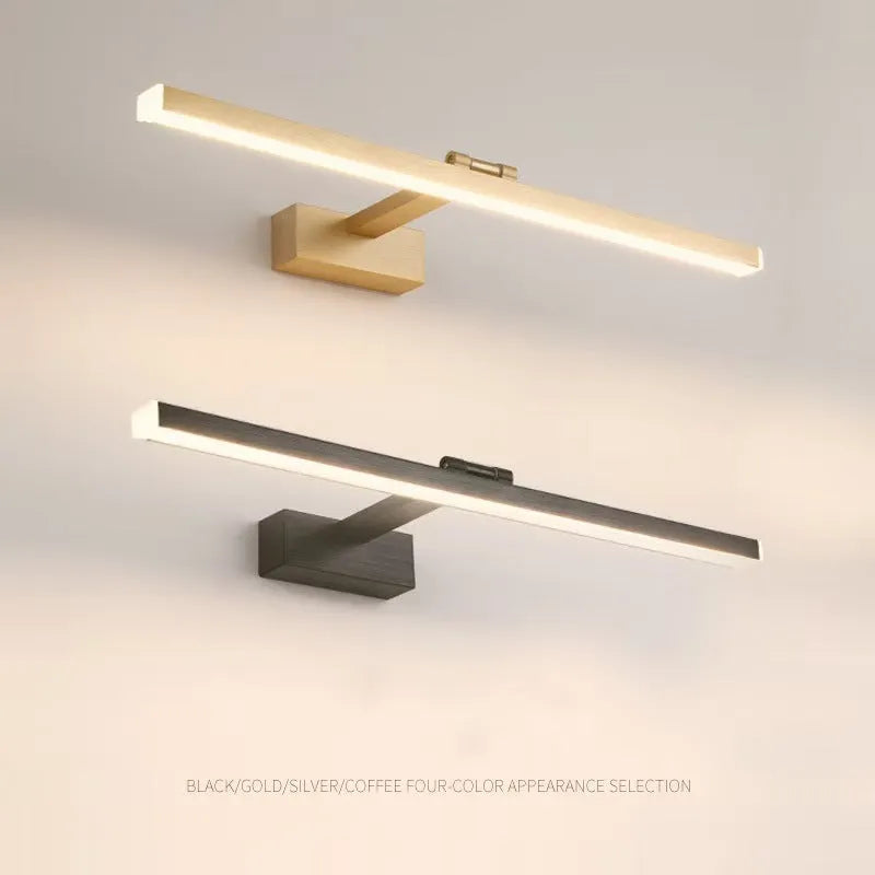 Front LED mirror cabinet lamp, waterproof, aluminium alloy, 40-120cm, black coffee gold silver brown