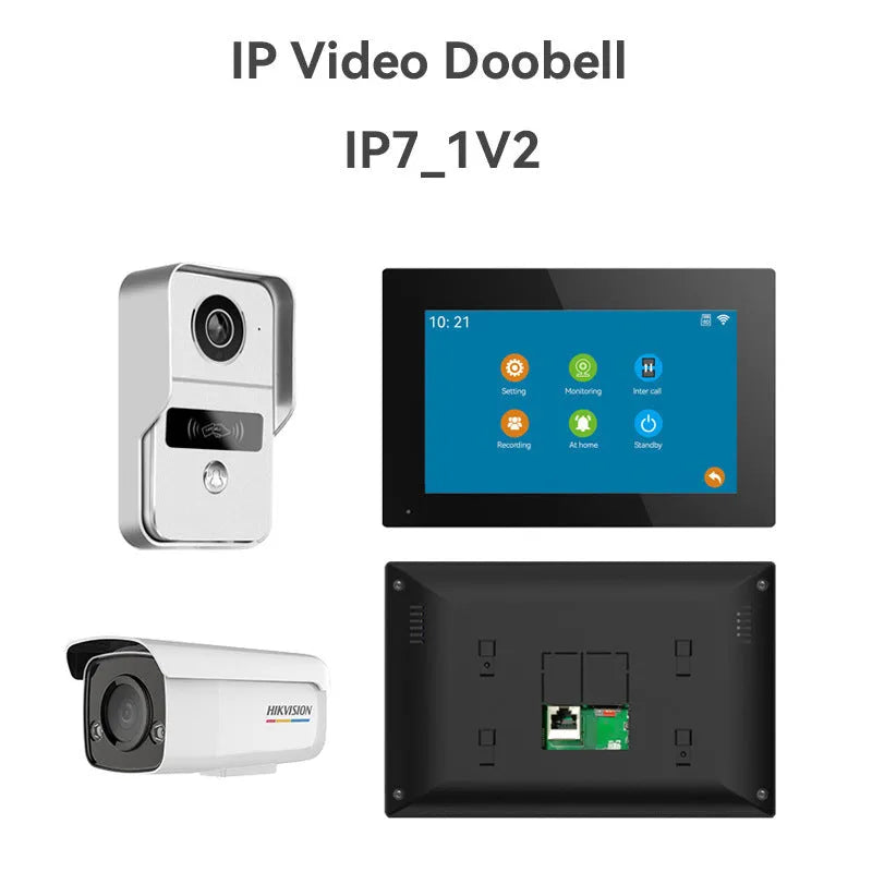 10-inch wireless video intercom doorbell system with 1080P camera and real-time monitoring display