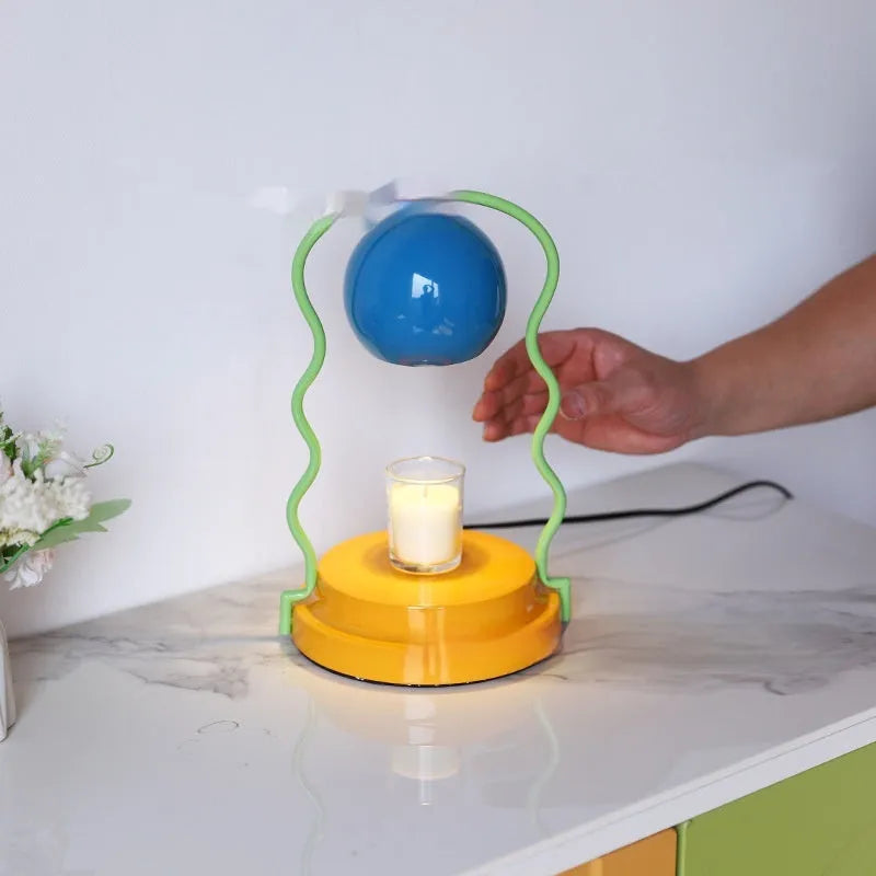 Yellow iron fire-free smoke-free candle fragrance lamp, 17x18x27.5cm, 220V domestic flat plug table lamp